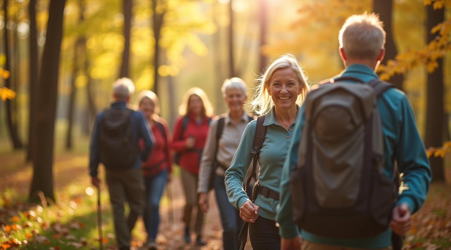 Seniori pārgājienā Latvijas mežā